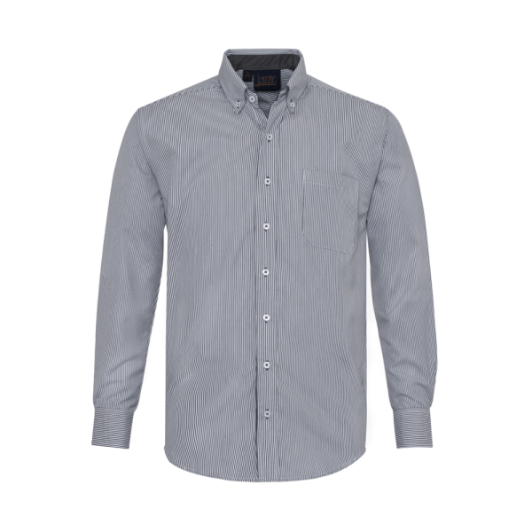 Executive Gray Stripes Long Sleeve Shirt For Men